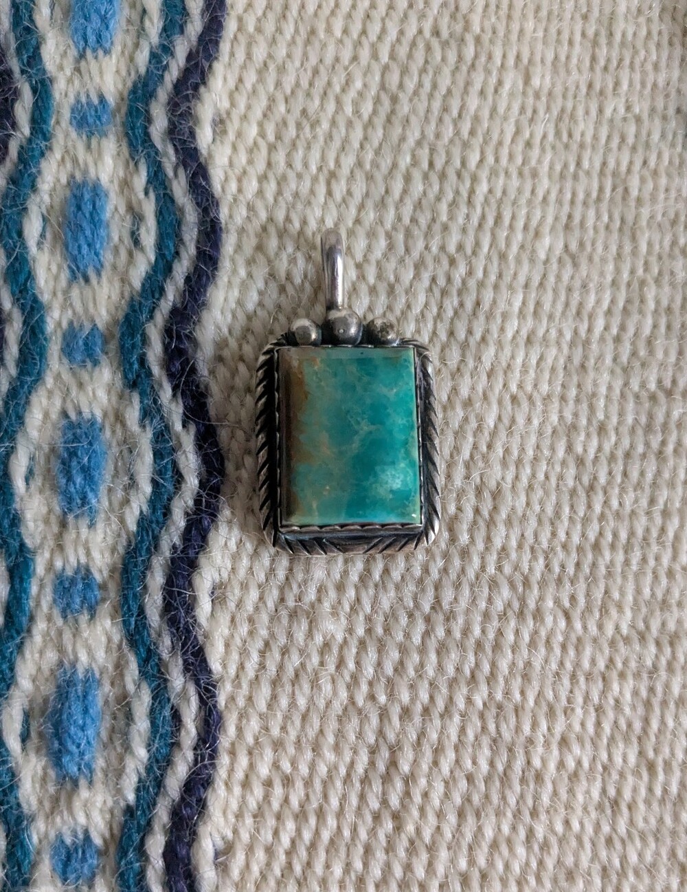 Vintage Blue-Green Turquoise Sterling Silver Pendant